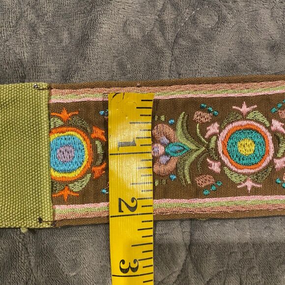 Embroidered Needle Work Brown W/ Multicolor Design D Rings Buckle Belt Size
30 main image 9